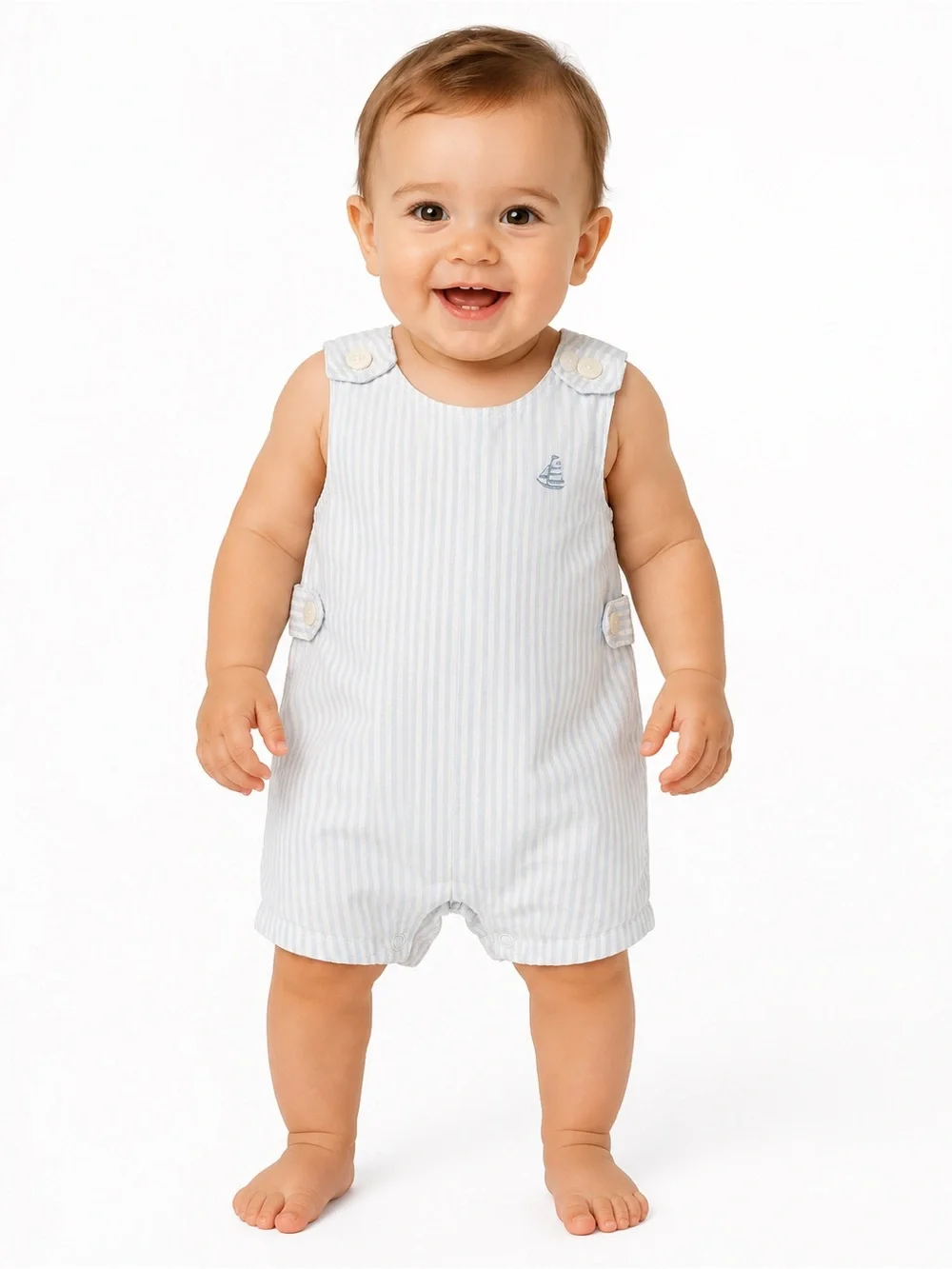 Light Blue Pinstripe Baby  Romper - 0608